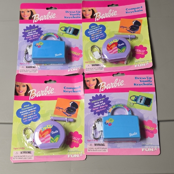 Barbie Other - Barbie Dress Up Vanity Keychain - Blue and Purple Lot Of 4